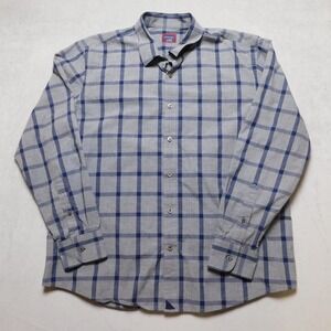 UNTUCKit Mens XL Grey Blue Plaid Flannel Long Sleeve Button Down Shirt